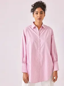 The Label Life Spread Collar Striped Casual Shirt
