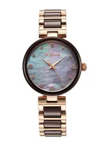 Titan Women Dial & Stainless Steel Bracelet Style Straps Analogue Watch 95214KD03