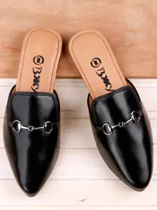 Bxxy Men Pointed Toe Embellished Horsebit Mules