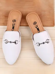 Bxxy Men Pointed Toe Embellished Horsebit Mules