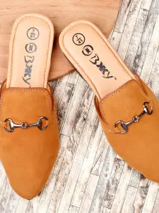 Bxxy Men Pointed Toe Embellished Horsebit Mules