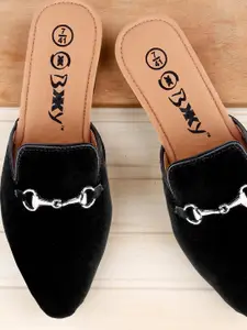 Bxxy Men Pointed Toe Embellished Horsebit Mules