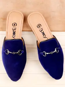 Bxxy Men Pointed Toe Embellished Horsebit Mules