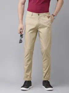 Arrow Sport Men Jackson Textured Skinny Fit Low-Rise Pure Cotton Trousers