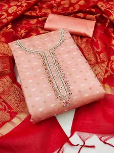 KALINI Embroidered Stones & Beads Banarasi Jacquard Unstitched Dress Material