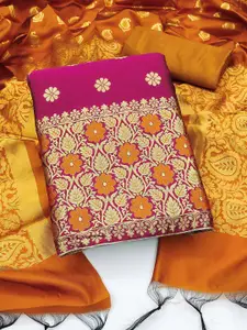 KALINI Woven Design Zari Banarasi Jacquard Unstitched Dress Material