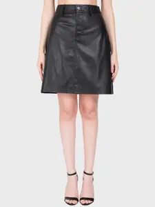 Justanned Casey Leather Mini A-Line Skirt