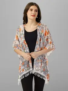 Fbella Women Printed Tasselled Shrug
