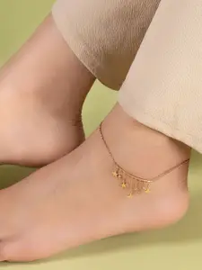 Zavya Sterling Silver Rose Gold-Plated Artificial Beads Anklet