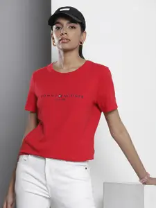 Tommy Hilfiger Brand Logo Embroidered Pure Cotton T-shirt