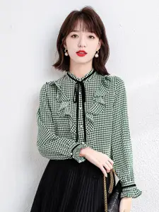 JC Collection Checked Ruffles Formal Shirt