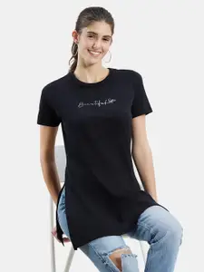 Jockey Typography Printed Longline Cotton T-Shirt