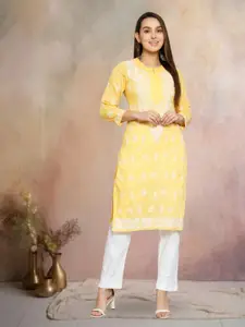 PARAMOUNT CHIKAN Ethnic Motifs Chikankari Embroidered Kurta