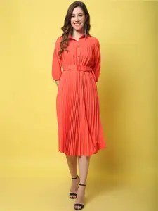 Fabflee Shirt Collar Fit and Flare Dress