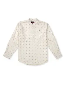 Gini and Jony Boys Micro Ditsy Printed Mandarin Collar Cotton Casual Shirt