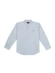 Gini and Jony Boys Micro Ditsy Printed Band Collar Cotton Casual Shirt