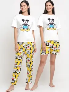 KLOTTHE 3 Pieces Mickey Mouse Printed Night Suit