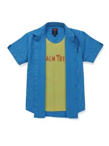 Palm Tree Boys Micro Ditsy Printed Cotton Casual Shirt