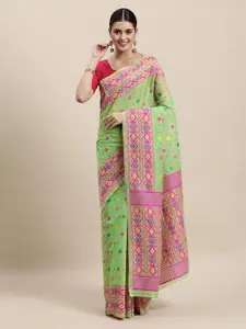 Pandadi Saree Floral Woven Design Silk Cotton Jamdani Sarees