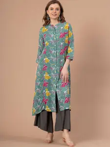 Mode by Red Tape Women Floral Printed Band Collar A-Line Kurta