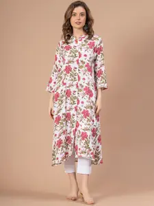 Mode by Red Tape Women Floral Printed Band Collar A-Line Kurta