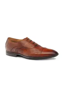 Ruosh Men Textured Leather Formal Oxfords