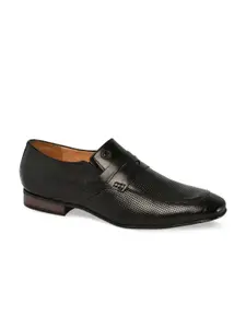 Ruosh Men Textured Leather Formal Slip-On Shoes