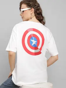 Free Authority  Captain America Front & Back Printed Half Sleeve Cotton T-Shirt