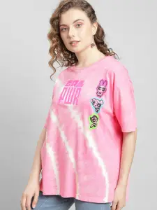 Free Authority Power Power Puff Tie & Dyed Drop-Shoulder Oversized Sleeves T-Shirt