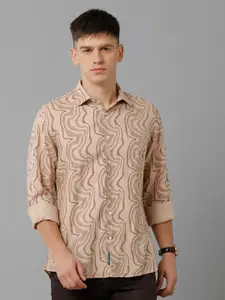 Linen Club Abstract Printed Pure Linen Casual Shirt