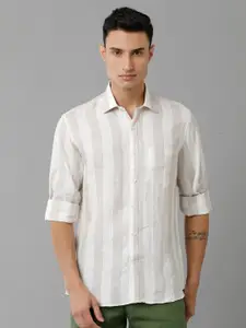 Linen Club Vertical Striped Pure Linen Casual Shirt