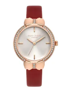 Daisy Dixon Lily Women Embellished Dial & Leather Straps Analogue Watch D DD156RRG