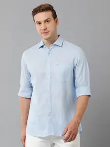 Linen Club Micro Checked Pure Linen Casual Shirt