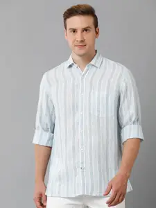 Linen Club Striped Long Sleeves Pure Linen Casual Shirt
