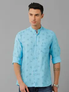 Linen Club Floral Printed Pure Linen Casual Shirt