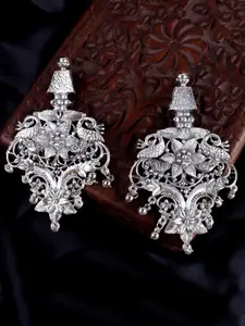 Krelin Silver-Plated Floral Design Drop Earrings