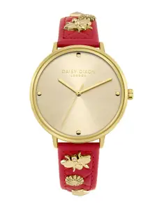 Daisy Dixon Women Embellished Dial Leather Straps Analogue Watch D DD133PG