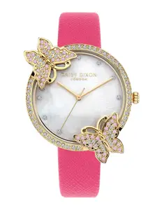 Daisy Dixon Women Embellished Dial & Leather Straps Analogue Watch D DD162PG