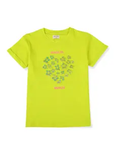 Gini and Jony Girls Floral Printed Cotton T-shirt