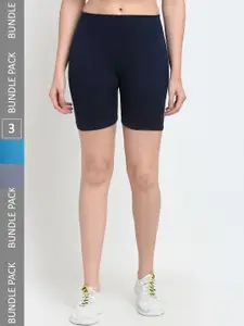 Jinfo Women Pack Of 3 Mid-Rise Yoga Sports Shorts