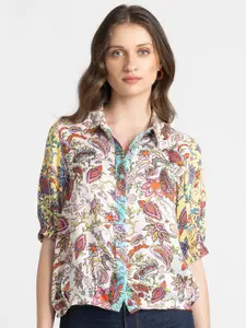 SHAYE Classic Floral Printed Puffed Sleeves Casual Shirt