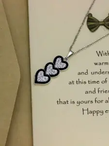 Fashion Frill Silver-Plated American Diamond Studded Heart Necklace