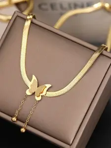 Fashion Frill Gold-Plated Butterfly Pendant Necklace
