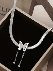 Fashion Frill Silver-Plated Butterfly Pendant Necklace