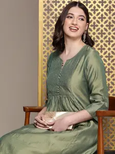 House of Pataudi Embroidered Sequinned Jashn A-Line Kurta