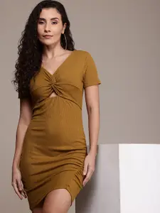 The Roadster Life Co. Twisted Detailed Ribbed Bodycon Mini Dress