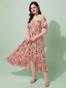 Oomph! Floral Printed Cold-Shoulder Sleeve Maxi Dress