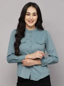 aayu Straight Mandarin Collar Cotton Casual Shirt
