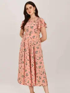 Oomph! Floral Print A-Line Midi Dress