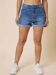 Globus Women Mid-Rise Regular Fit Cotton Denim Shorts